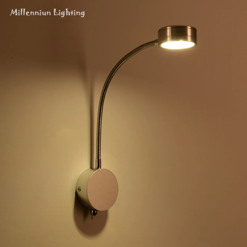 LED wandlamp voor slaapkamer Moderne Flexibele Arm Licht Zilver