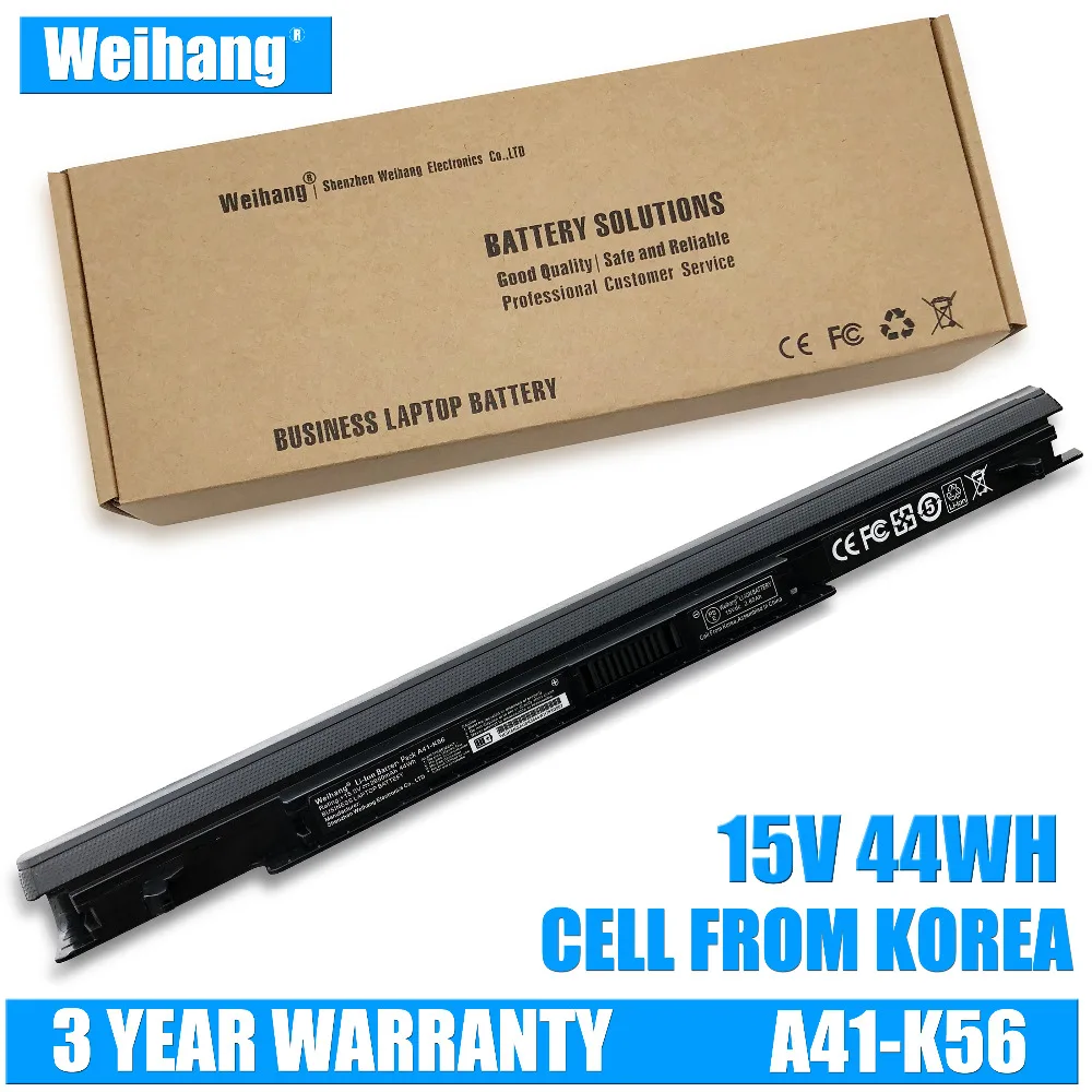 

Korea Cell Weihang 2950mAh A41-K56 Battery for ASUS K46 K46C K46CA K46CM K56 K56CA K56CM S46C S56C A32-K56 A42-K56
