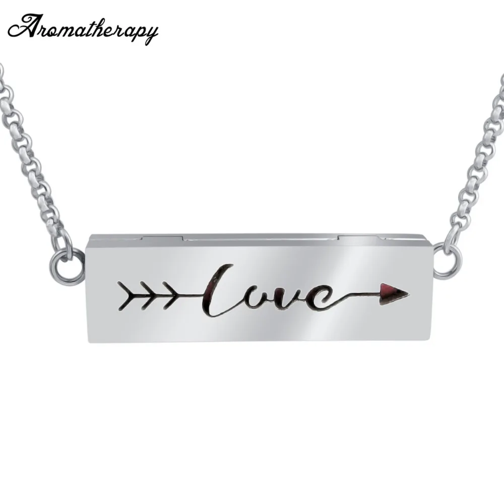 

Rectangle bar lockect Horizontal Bar diffuser necklace for Women with 6 pads