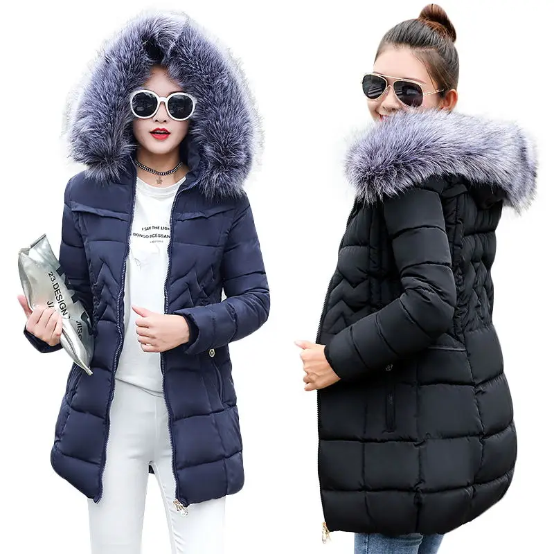

Winter Jacket Women New 2019 Women Coat Artificial raccoon hair collar Female Parka Thick Cotton Padded Lining Ladies S-XXXXL