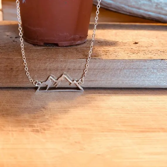 Geometric Snowy Mountain Top Range Necklace Colorado Wasatch Alpine Nature Hiking Camping Travel Wanderlust Landscape Necklaces
