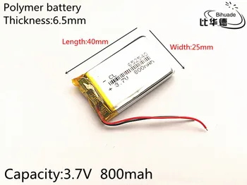 

small capacity rechargeable li-ion batteries 3.7v 800mah 652540 for toys LJ Driving recorder