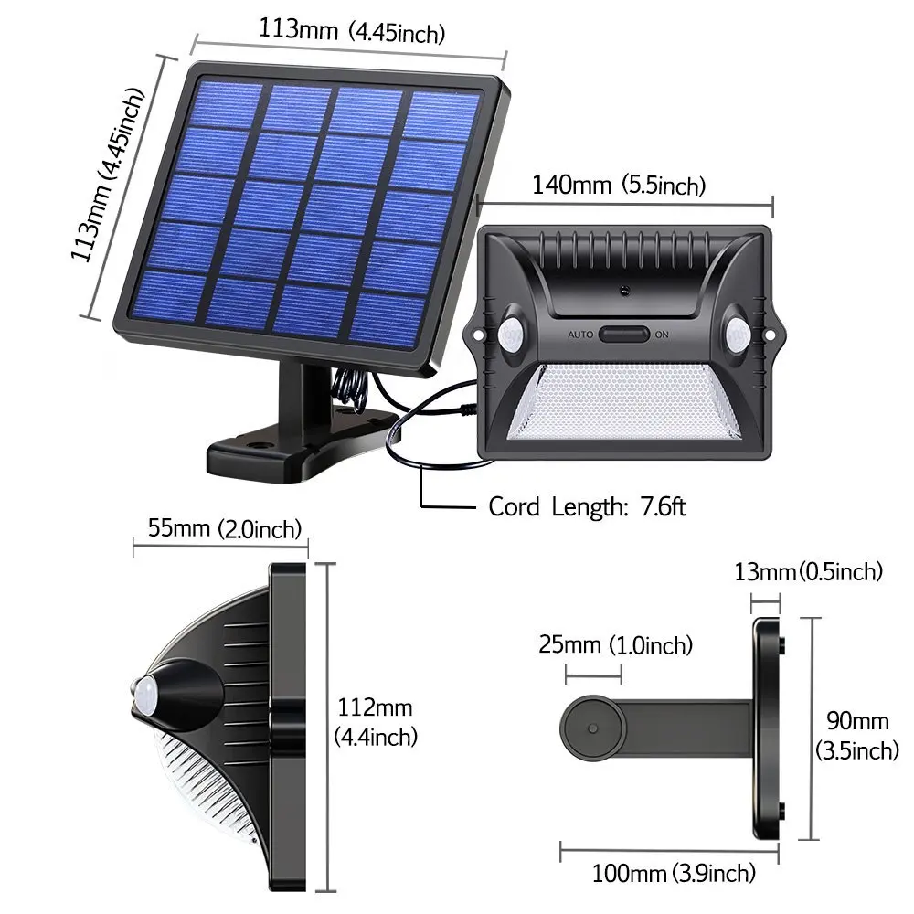 Solar ao ar Detector de Movimento Solar para Jardim Cor em Mudança Livre Dupla Sensing Ajustável Painel Solar 200lm Parede Lâmpada Luz 5-modos 9 de movimento sensing 5-modos ajustável painel solar