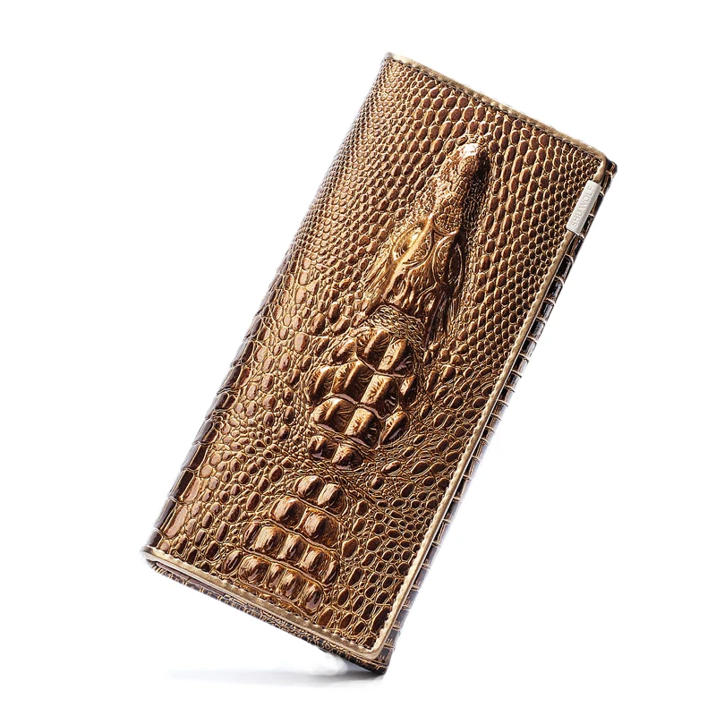 

2017 Fashion Women Wallet Crocodile Head Cow PU Leather Wallet Women Purse 3D Long designer Money Clip Carteira Feminina