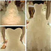 Горячие сексуальные новые свадебные платья без бретелек зимние белые кружевные бусы свадебное платье Русалка suknia slubna