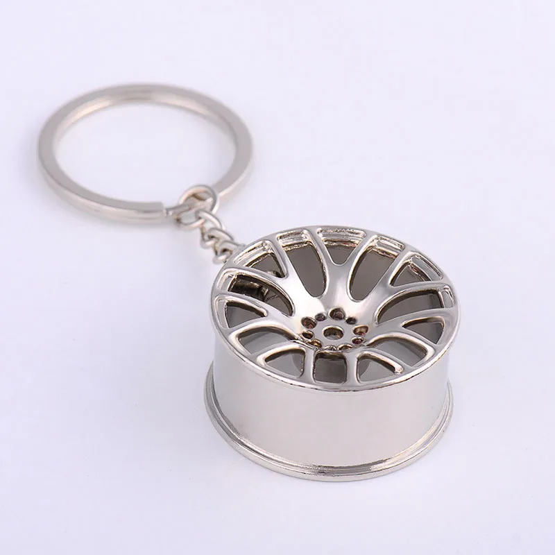 Роскошный металлический креативный обод колеса брелок для ключей модель автомобиля персональное ведро кольцо для ключей колеса кольца для ключей - Цвет: Silver