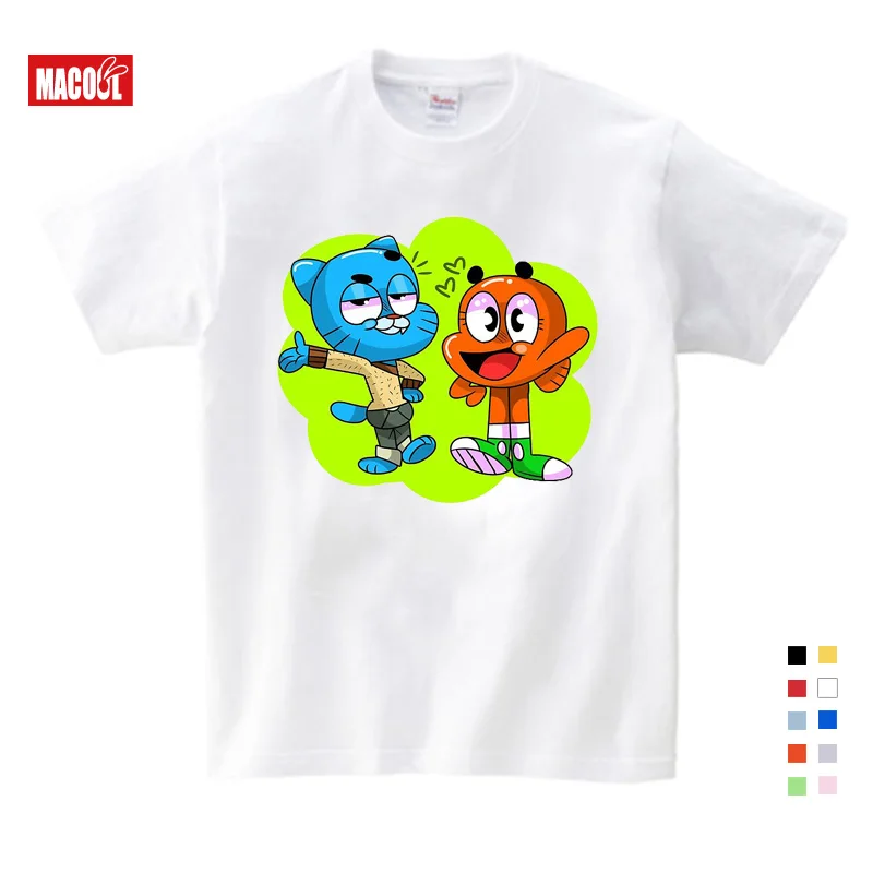 Футболка с надписью «The Amazing World of Gumball Darwin Good Bad Ugly» Новинка, крутые топы, футболка с короткими рукавами для мальчиков детская рубашка От 3 до 9 лет YUDIE