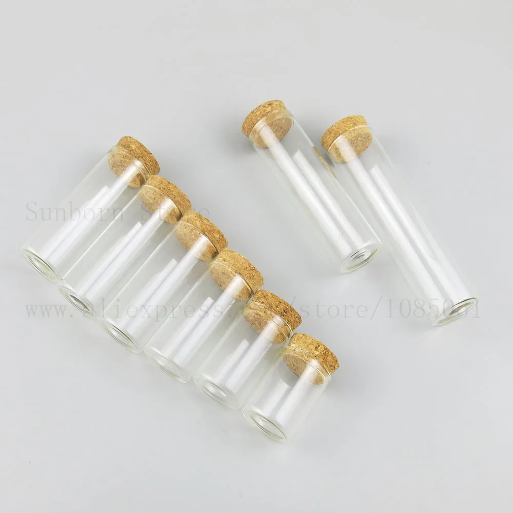 

300PCS Small 15ml 20ml 30ml 50ml 2oz Empty Clear Refillable Glass Bottle Jar Vial Test Tube Wood Cork Stopper Storage Container