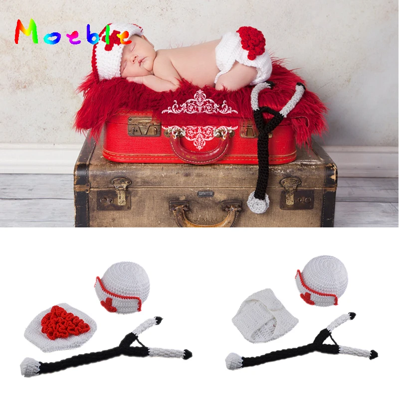 White Color Newborn Baby Girls Crochet Nurse Costume With Stethoscope Photo Photography Props Infant Coming Home Outfit | Детская одежда