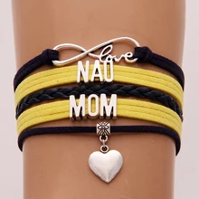 Прямая Бесконечная любовь Нау мама Подвеска для браслета в форме сердца кожа обернуть веревки браслеты и браслеты для женщин ювелирные изделия ручной работы