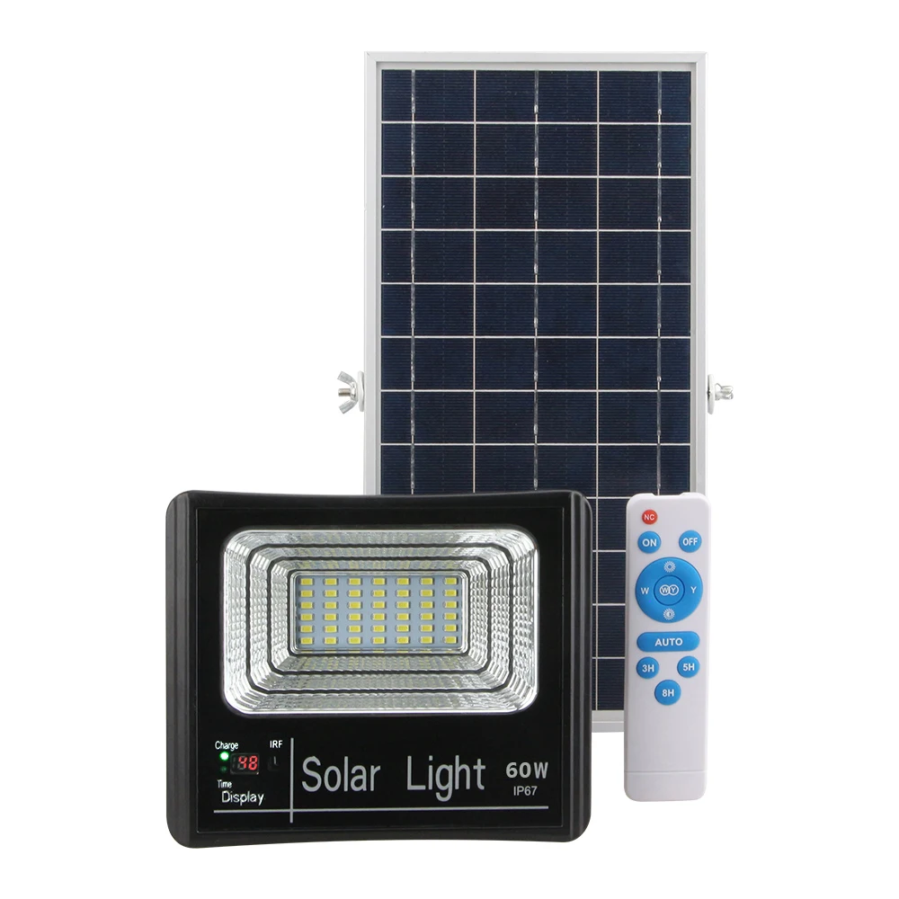 60W IP67 Solar Light Outdoor Garden Street Waterdichte Lamp Verlichting Twee Werkmodus Met Afstandsbediening verlichting sensor Licht