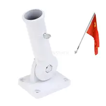 Wall Mount 180 Degree Adjustable Flag Pole Holder Rotatable Flags Flagpole White Bracket Windsock Base with Screws & Screw Caps