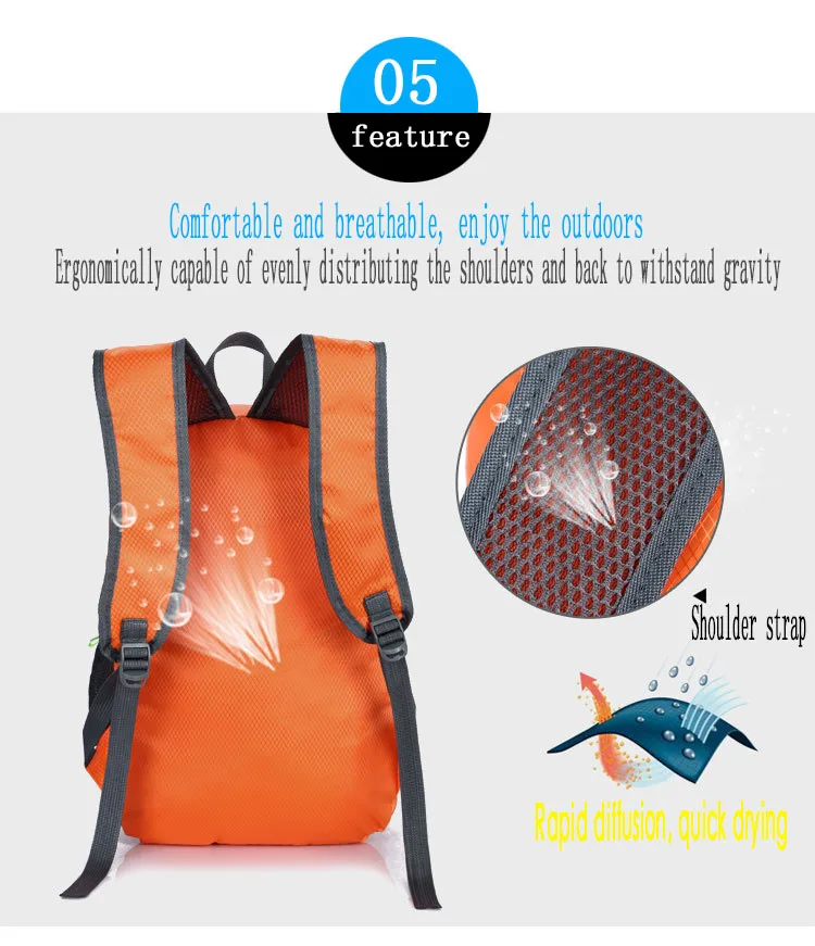 HUWAIJIANFENG ультра-легкий пакет кожи путешествия складной рюкзак многофункциональный портативный для спорта на открытом воздухе