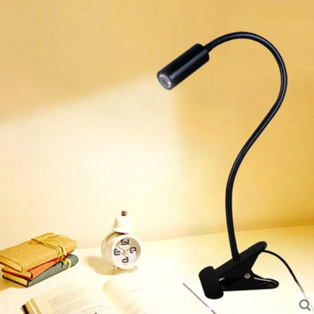 SXZM led book light 3W led spot lamp with clip on/off flexible soft holder book lamp desk lamp USB operated