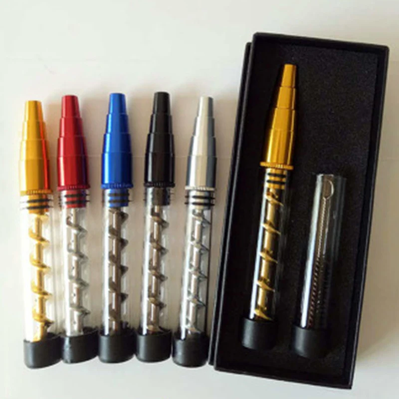 2018New Mini glass twisty blunt Glass Blunt with Cleaning Kit Dry Herb