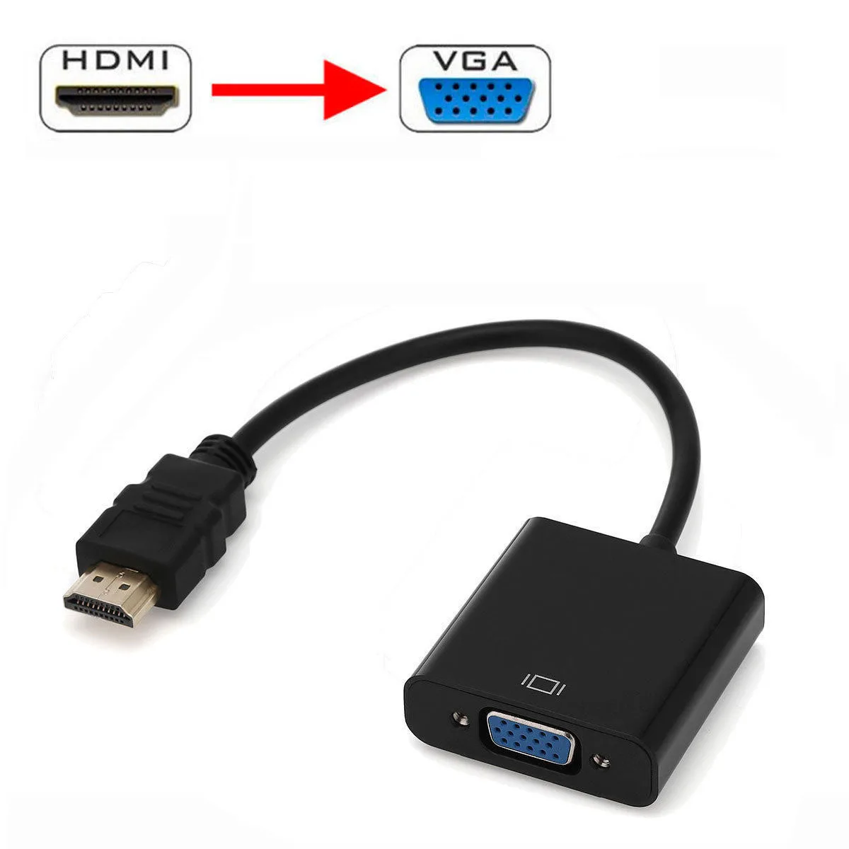 Hdmi-vga кабель видео конвертер для цифро-аналогового ТВ коробка DVB-S2 спутниковый ресивер DVB-T2 ISDB-T ATSC для монитора ноутбука - Цвет: Черный