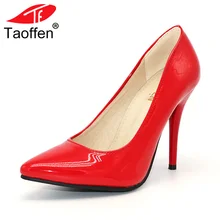TAOFFEN Size 32 44 Women Stiletto High Heel Shoes Pointed Toe Sexy Quality Brand Wedding Heeled