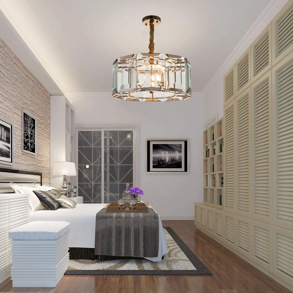 

Modern LED Crystal Chandelier Light Clear Glass Lampshade For Dining Room Chandeliers Lighting Hanging AC110-240V Fixture