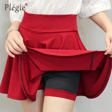 Plegie Plus Size 4XL Shorts Skirts Womens 2019 Summer A Line Sun School High Waist Pleated Skirt Female Korean Elegant Skirt Plegie Plus Size 4XL Shorts Skirts Womens 2019 Summer A Line Sun School High Waist Pleated Skirt Female Korean Elegant Skirt