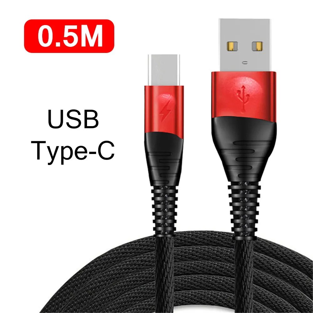 Кабель usb type C для xiaomi 9 redmi k20 pro USB C мобильный кабель передачи данных телефона Быстрая зарядка type C кабель для устройств usb type-C шнур - Цвет: 0.5m Black