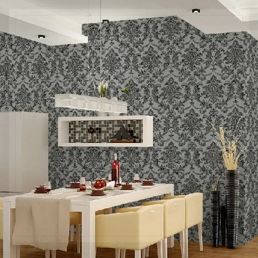 Hot modern damask wallpaper silver grey wall paper roll papel de parede for living room bedroom R182 plaid | Обустройство дома