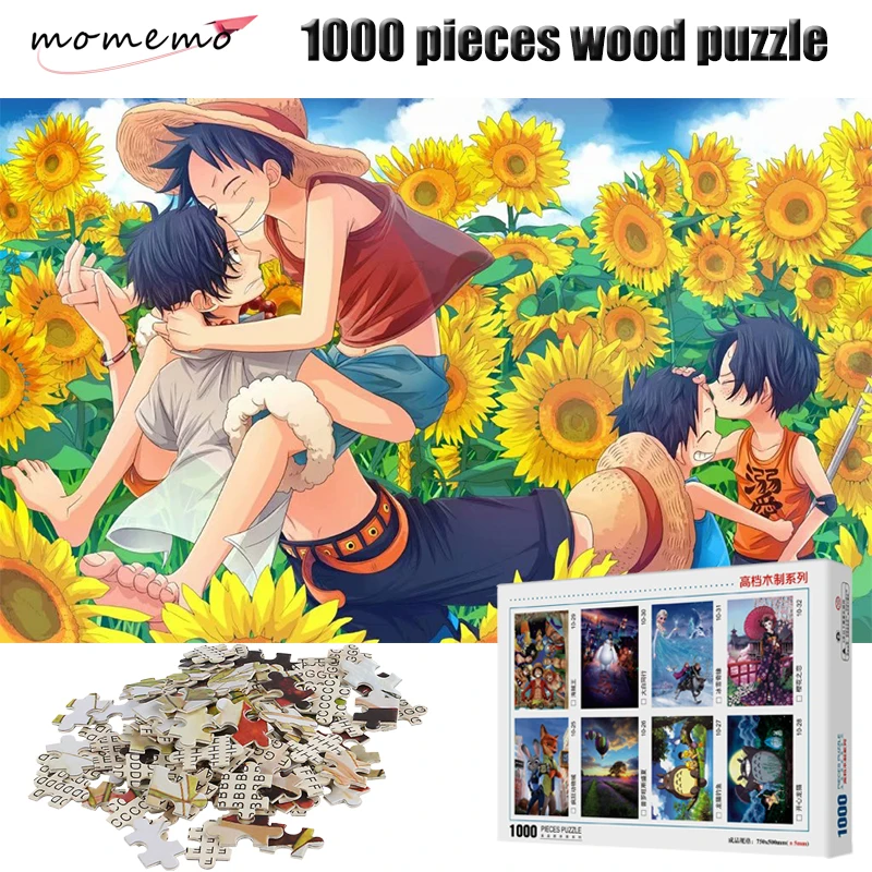 

MOMEMO Luffy and Ace 1000 Pieces Puzzle High Definition Cartoon Anime ONE PIECE Wooden Puzzles 1000 Pieces Puzzle Toys for Kids