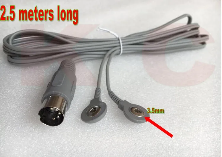 

2pcs 5 core round socket tens lead wire cables /electrode wires for Tens Health beauty electro Conductive gloves socks knee etc