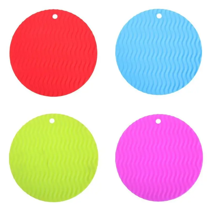 

Kitchen Round Wave Silicone Insulation Table Mat Waterproof Bowl Cup Pad Non-Slip Heat Cushion Pot Mat E5M1
