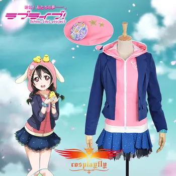

Love Live! Nico Yazawa Unawakened Animal Sportswear Cosplay Costume Adult Women Pink Hoodies Jacket Outfit Clothing Blue Dress