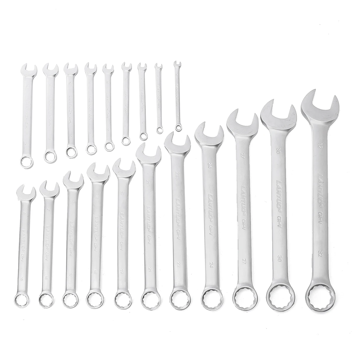 

20Pcs Reversible Combination Ratcheting Wrench Set 45# Steel Nickel Plating
