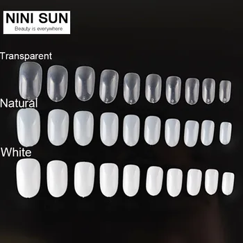 

Professional Fake Nails Tips 500 Pcs +100pcs free Oval Round Acrylic Nail Art White/Transparent/Natural False Nails Fake Tips