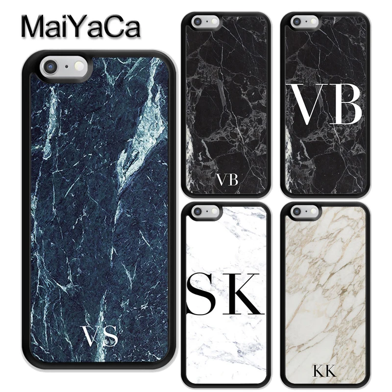 MaiYaCa MONOGRAM PERSONALISED MARBLE INITIALS Rubber Back