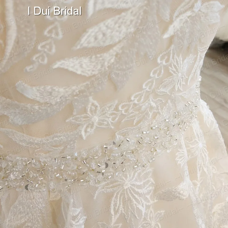 V шеи Линия свадебное платье длиной до пола кружева аппликация бисером пояс для свадебного платья