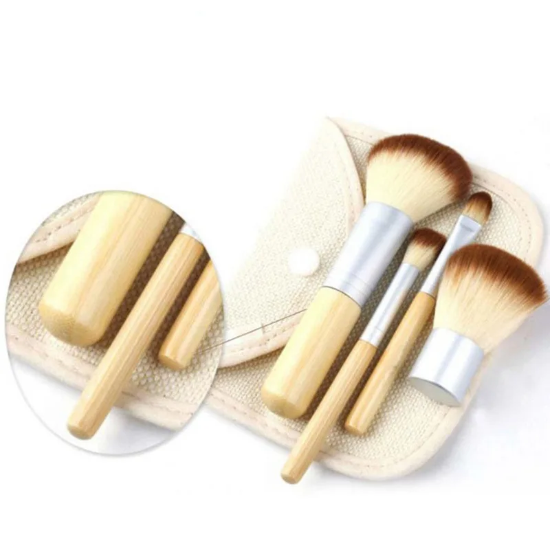 

American Popular Hot Selling and High Quality Mineral powder Special cosmetic brush bamboo handle Professional Makeup Tool 4pcs