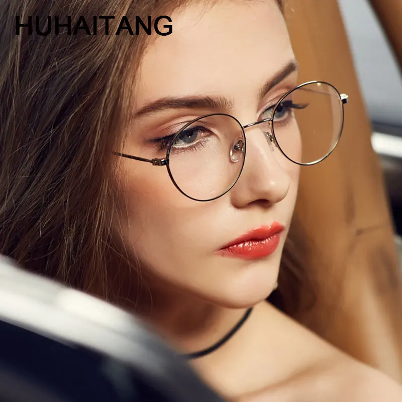 HUHAITANG Round Nearsight Glasses Women Luxury Brand Anti Blue Light Computer Eye Glasses Frames For Men Clear Myopia Eyeglasses