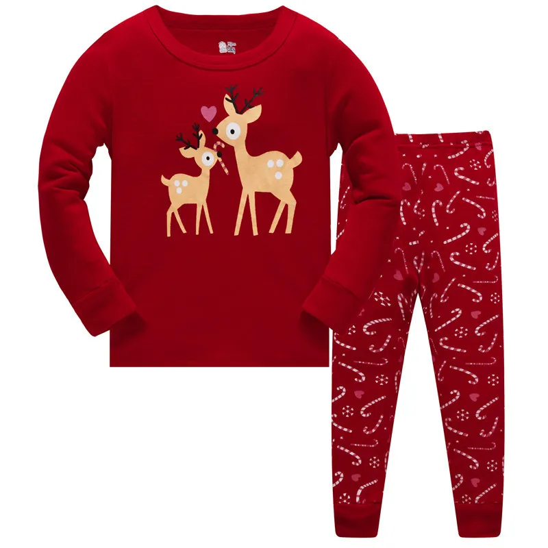 

Kids christmas sleepwear children clothing kids cotton top & pants pajamas set sleepwear sets 6 s/l