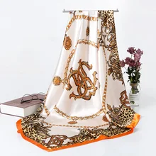 Модный шарф-шаль для женщин, Шелковый Атласный хиджаб, шарфы для женщин 90 см* 90 см, роскошные брендовые квадратные шали, шарфы для женщин