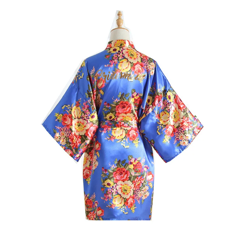 Bridesmaid Silk Bride of Mother Robe with Gold Letter Sexy Women Short Satin Wedding Kimono Sleepwear Get Ready Robes | Женская одежда