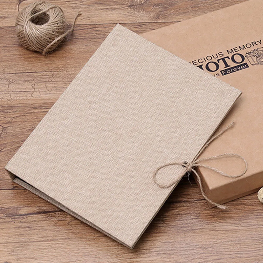 

Memory Book DIY Scrapbook Wedding Travel Photo Album Birthday Refillable Anniversary Handmade Self-adhesive Linen Black Pages