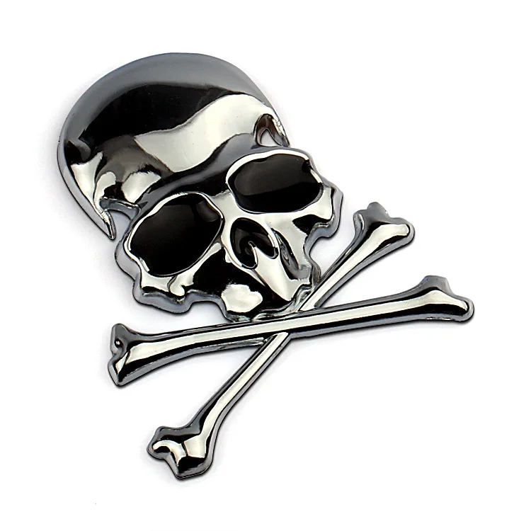 

Truck Label Emblem Badge Car Styling Decoration Accessories 7.2x6CM 3D Metal Skull Skeleton Crossbones Car Motorcycle Sticker