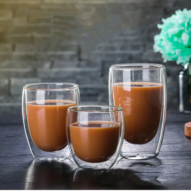 

1Pcs Double Wall shot Glass double Wall Espresso Coffee Cup Set Handmade Creative Beer Mug Tea glass Whiskey Glas
