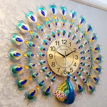 3D настенные часы Павлин Европейский Декор настенные часы для дома гостиной/спальни бесшумные часы настенные современный дизайн металлические цифровые настенные часы