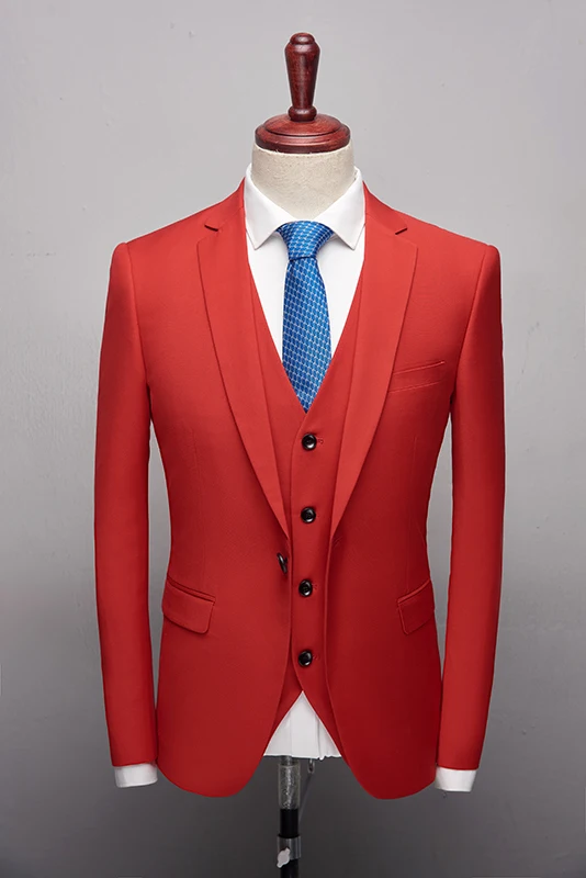 New High Quality Red Men's Suits Slim Fit Casual Business Dress Suits Men Clothes 2019 Solid Formal Wear Wedding Groom Tuxedos New High Quality Red Men's Suits Slim Fit Casual Business Dress Suits Men Clothes 2019 Solid Formal Wear Wedding Groom Tuxedos