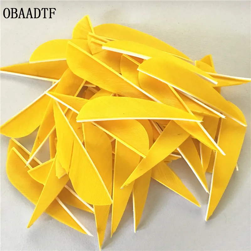 50Pcs 3 inch Water Drop Turkey Feather Colour Yellow High Quality Real Arrow Feathers Vanes Archery | Спорт и развлечения