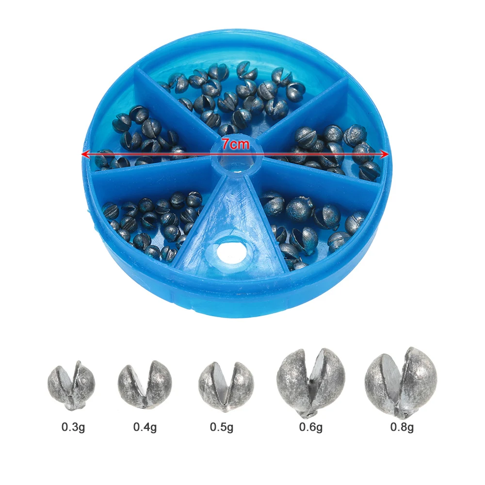 5 Sizes Carp Coarse Removable Split Shot Sinker Kit Pure Lead Sinkers Weights Fishing Tackle Box