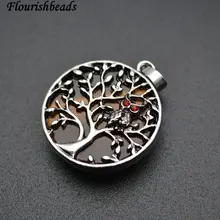 Натуральный камень круглый кабошон металл дерево жизни собственный шарм кулон(тигровый глаз/Лапис/кристалл/розовый кварц/зеленый авантюрин