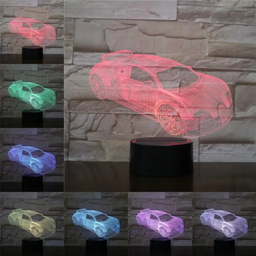 

2019 New 3D Night Light Table Lamp Luminaria Cool Racing Car Fans Collection Gifts for Kids Friends Lighting Flashlight Led
