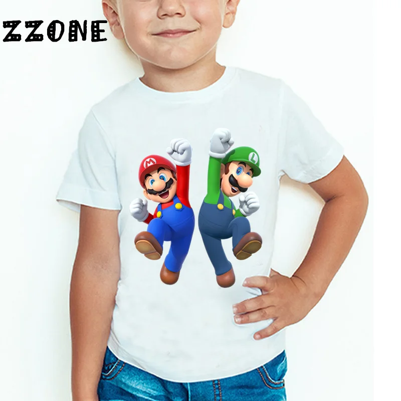 Модная футболка для маленьких мальчиков и девочек с героями игры «Супер Марио» детские летние топы с короткими рукавами, детская одежда ooo5185