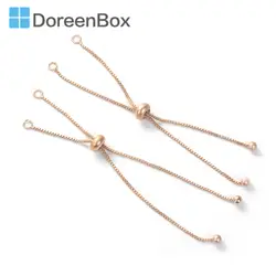 Дорин коробка Медь ползунок/слайд расширителя цепи для ювелирных изделий Цепочки и ожерелья браслет из розового золота серебристый цвет