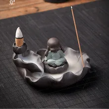 Спокойный Керамика курильницы для аромотерапии креативный маленький монах курильница с обратным потоком аромапалочки горелка с Буддой ремесла